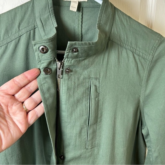 Eileen Fisher Organic Brushed Cotton Hemp Relaxed GREEN Jacket Size Small Petite - Picture 8 of 12